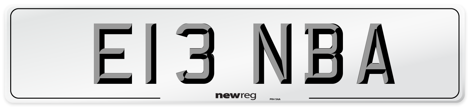 E13 NBA Number Plate from New Reg